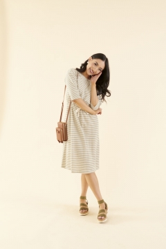Drop-Shoulder Drawstring Dress